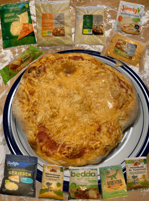Wir haben 11 verschiedene vegane, pflanzliche Käsesorten für Pizza als Pizzabelag geteste und probiert